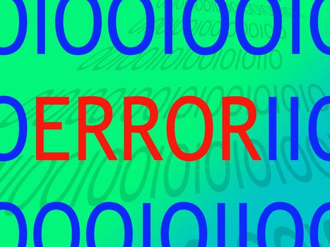 Binary digits with word error in dataflow which could represent a malfunction state or virus