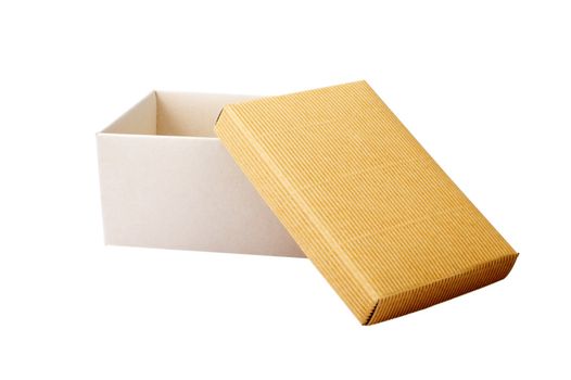 Open cardboard box isolated on white