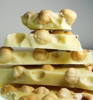 white chocolate with hazelnuts