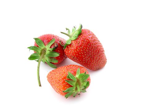 Tasty strawberries isolated over white.