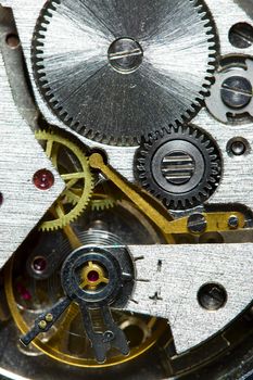 part of clock mechanism, macro shot