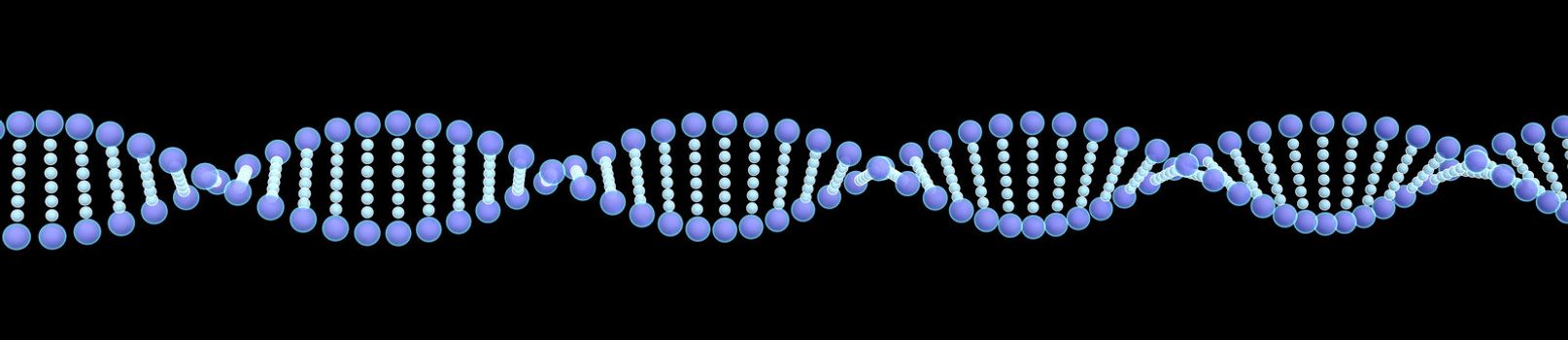 3d render of dna strand on a black background