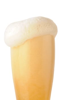 beer foam under glass on white background with clipping path