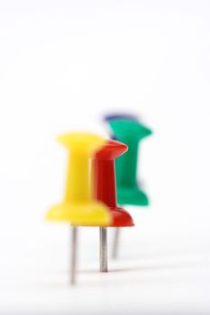 Close up of color pushpins with  shallow DOF