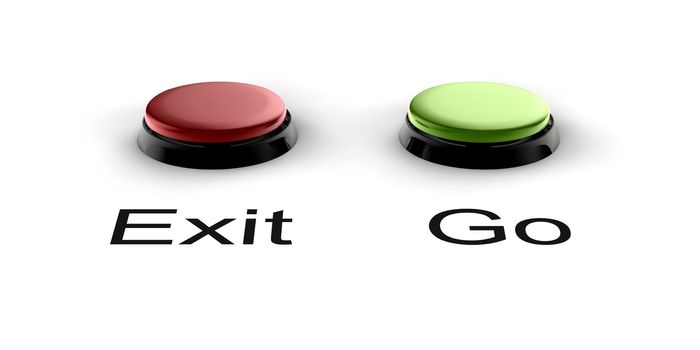 A green and red buzzer button for exit and go