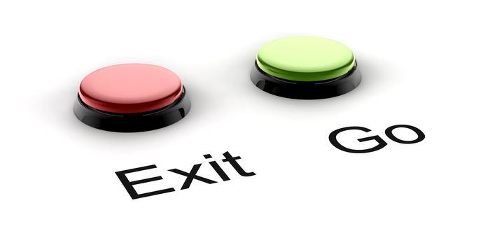A green and red buzzer button for exit and go