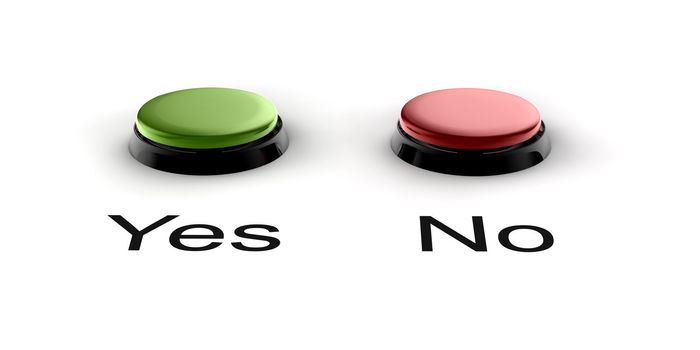 A green and red buzzer button for yes and no
