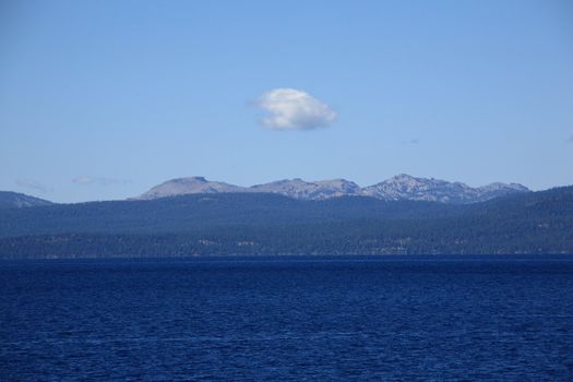 Blue sky and waters of Lake Tahoe in Nevada