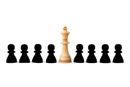 chess man showing individuality isolated on white background