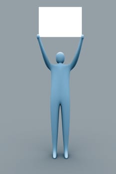 3d person holding an empty sign.