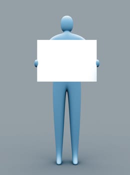 3d person holding an empty sign.