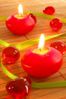 romantic candle light showing concept of love and spa                                    