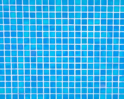 pattern, background or texture of a big blue swimming pool mosaic in perspective
