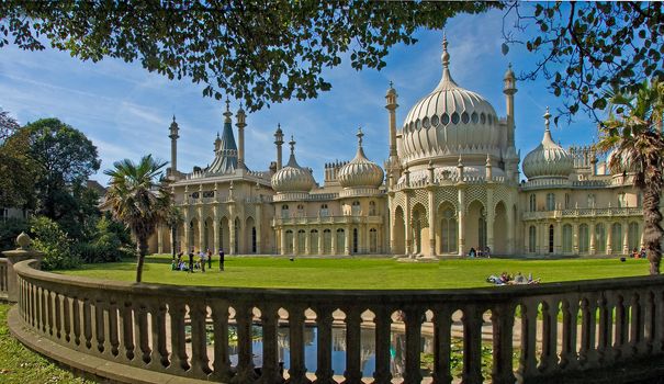 The Royal Pavilion, built for King George IV in the early 19C at Brighton, Sussex, England. 