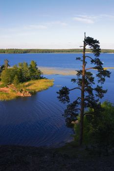 Russia, Vyborg, the Vyborg gulf. A landscape with a water table early in the morning