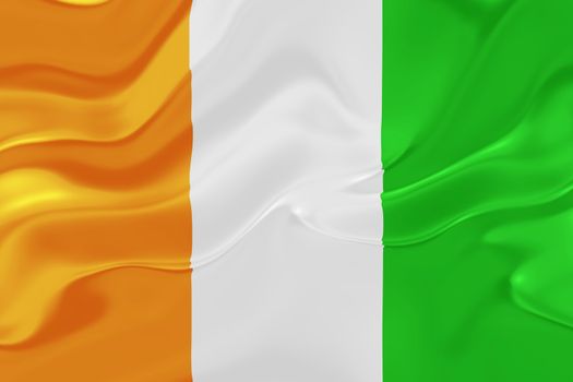 Flag of Ivory Coast, national country symbol illustration wavy fabric