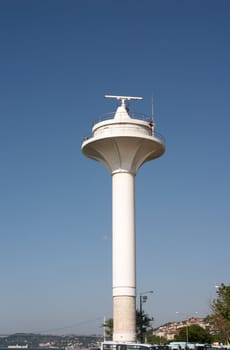 White lighthouse over blue sky in Istanbul