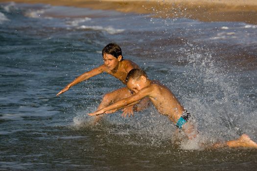 people series: two boy are play the game with water