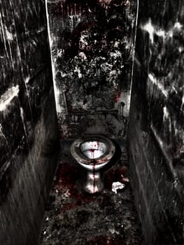 Hdr image of an old and disused toilet cubicle