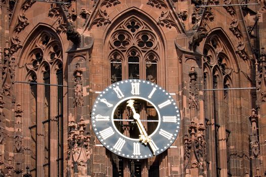 The clock of the cathedral in Frankfurt