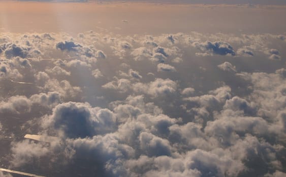 fluffy clouds taken from an airplane