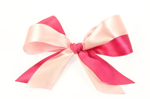 Bow made of Pink Ribbons isolated on white