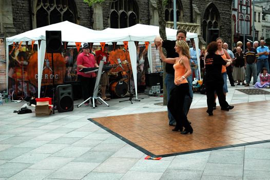 salsa dance in Cardiff, horizontally framed shot