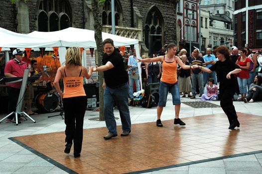 salsa dance in Cardiff, horizontally framed shot