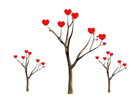 Concept image of a tree growing love hearts. 