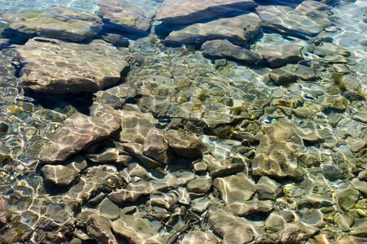 Crystal clear water with ripples at the Aegean sea