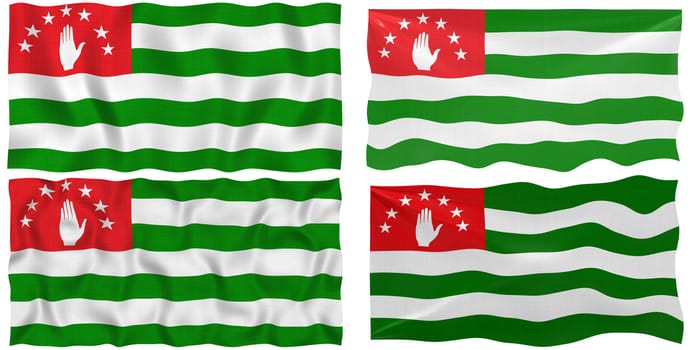 Great Image on white of four Flags of  Abkhazia