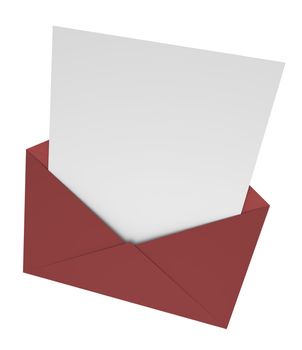 Open envelope with a letter. 3D rendered image.
