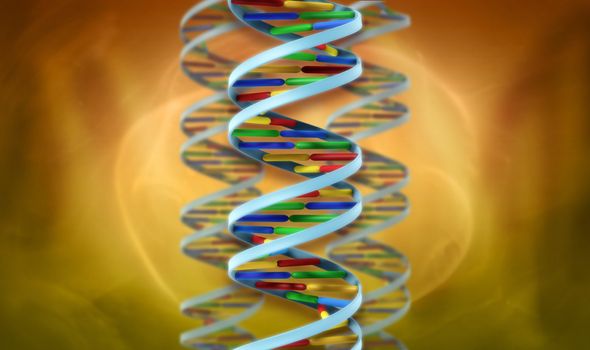 rendered DNA helix. Abstract composition. Blurred brown background.
