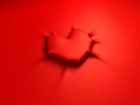 Rendered sticky red heart on red background