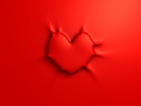 Rendered sticky red heart on red background