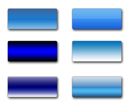 A set of rectangular web buttons in different shades of blue