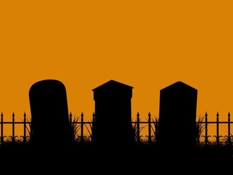 A  black halloween illustration silhouette on an orange background