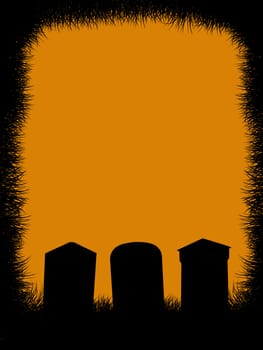 A  black halloween illustration silhouette on an orange background