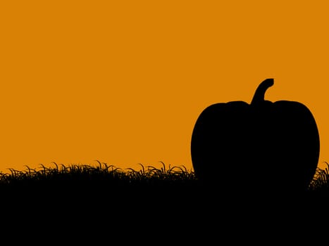 A  black halloween illustration silhouette on an orange background