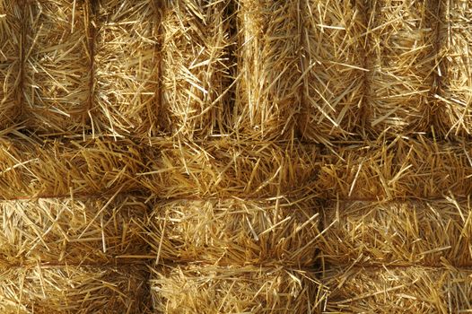 Abstract of Stacked Straw Hay Bails