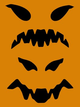 A  black halloween illustration silhouette on an orange background