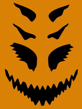 A  black halloween illustration silhouette on an orange background