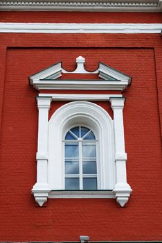 Architectural detail. Window of Russian church in traditional classical style