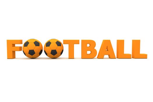 orange word Football with two footballs/soccer balls replacing letters O