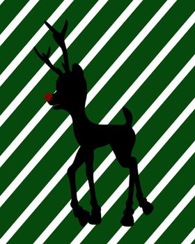 A  black christmas illustration silhouette on an green and white background