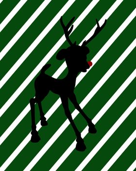 A  black christmas illustration silhouette on an green and white background