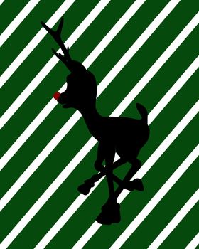 A  black christmas illustration silhouette on an green and white background