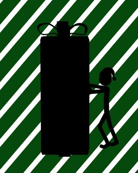 A  black christmas illustration silhouette on an green and white background