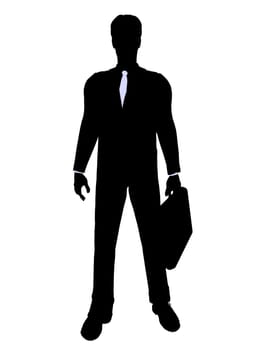 Male business executive silhouette on a white background