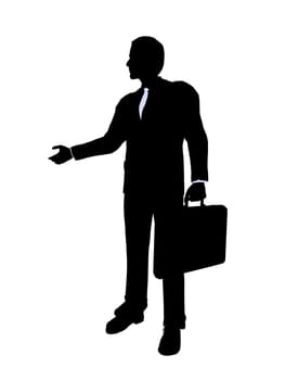 Male business executive silhouette on a white background